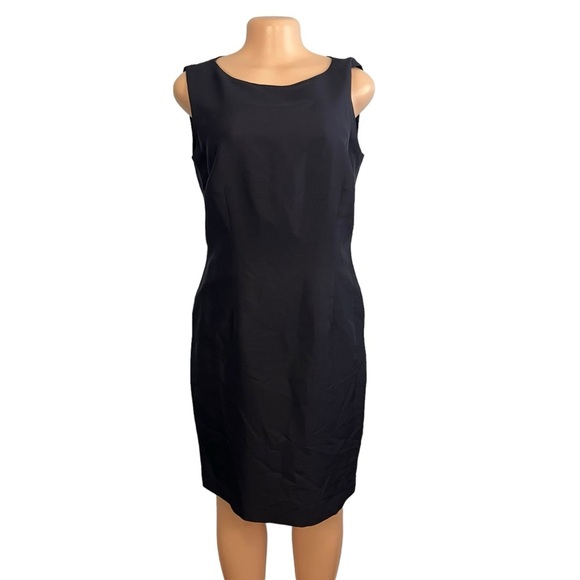Talbots Dark Navy Blue Silk Shantung Shift Dress - Picture 1 of 8